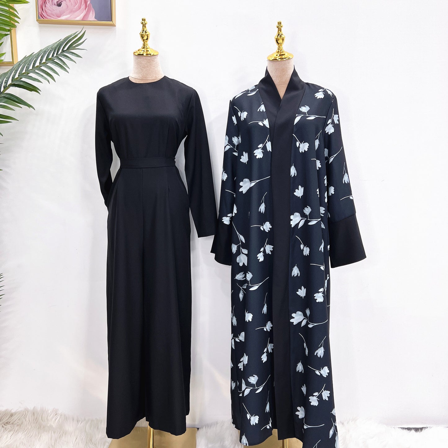 Middle East DUBAI Turkish Robe Solid Color Jumpsuit