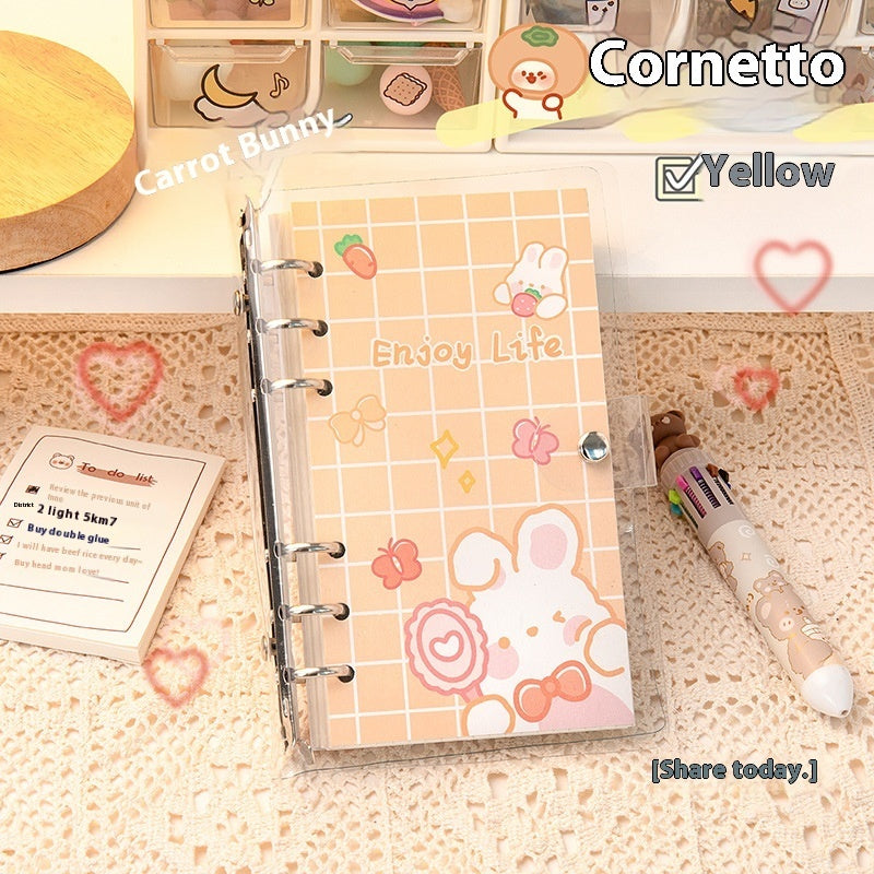 Cartoon Loose Spiral Notebook Cute Accounting Girl Heart Journal Book