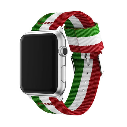 Canvas Watch Band with Silver Buckle - Compatible with Apple Watch