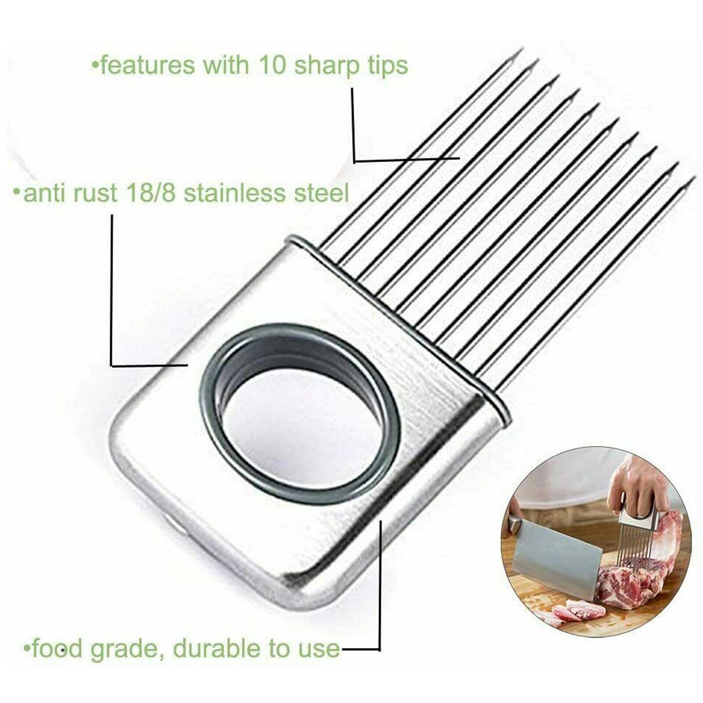 Stainless Steel Onion Holder Slicer - Vegetable Cutter Gadget - Mallora Shop