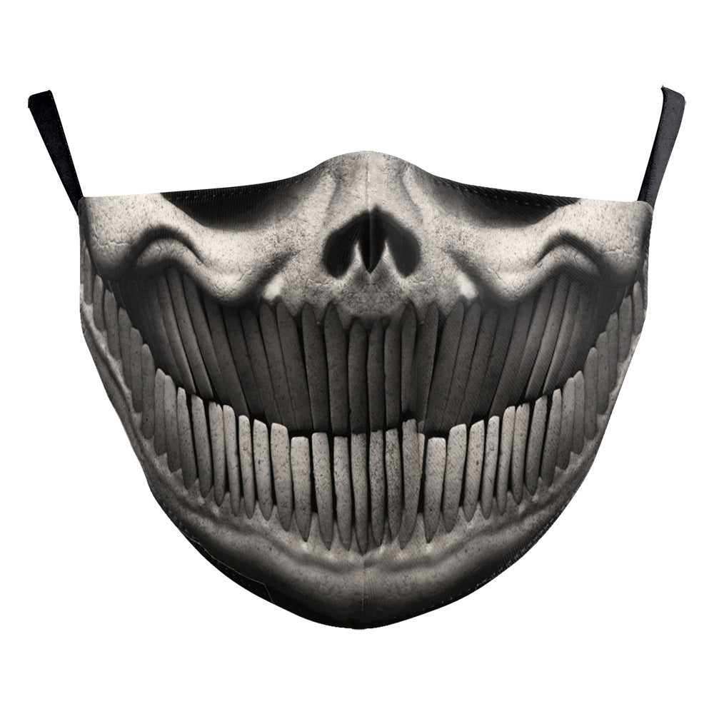 Digital Printing Halloween Funny Face Skull Double-layer Mask