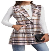 Women Plaid Waistcoat