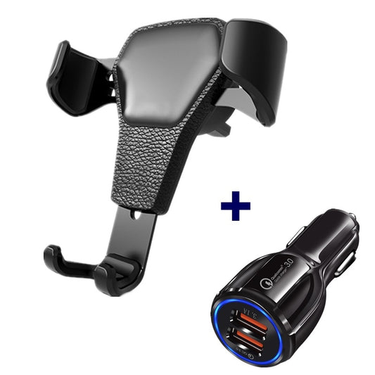 Leather Grain Gravity Phone Car Holder for Ultimate Device Security