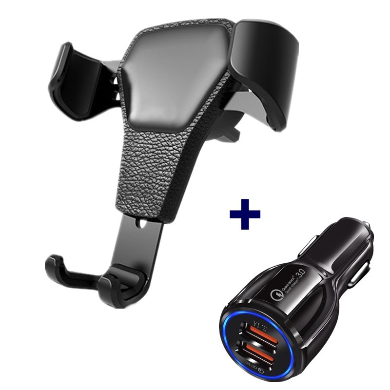 Leather Grain Gravity Phone Car Holder for Ultimate Device Security