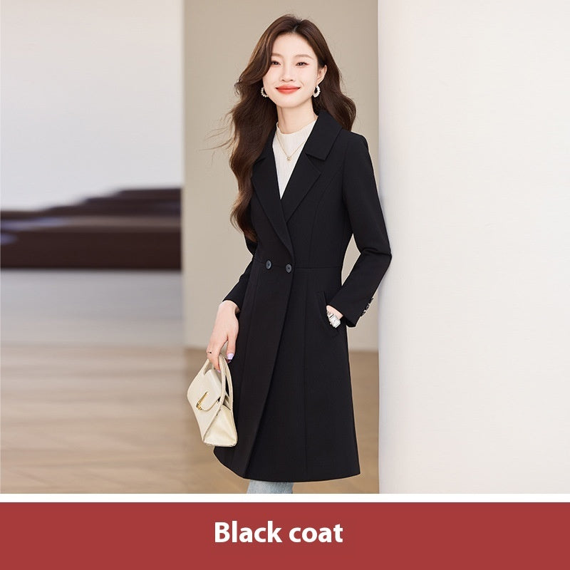 Black Suit Trench Coat Coat For Women Autumn