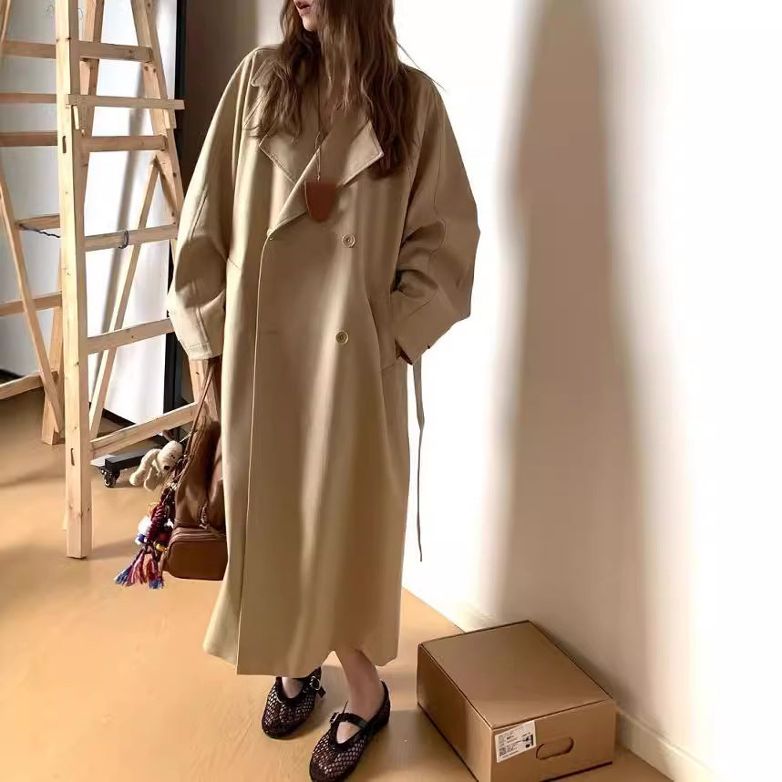 Early Autumn Lapel Long Trench Coat Raglan Sleeve Wide Version