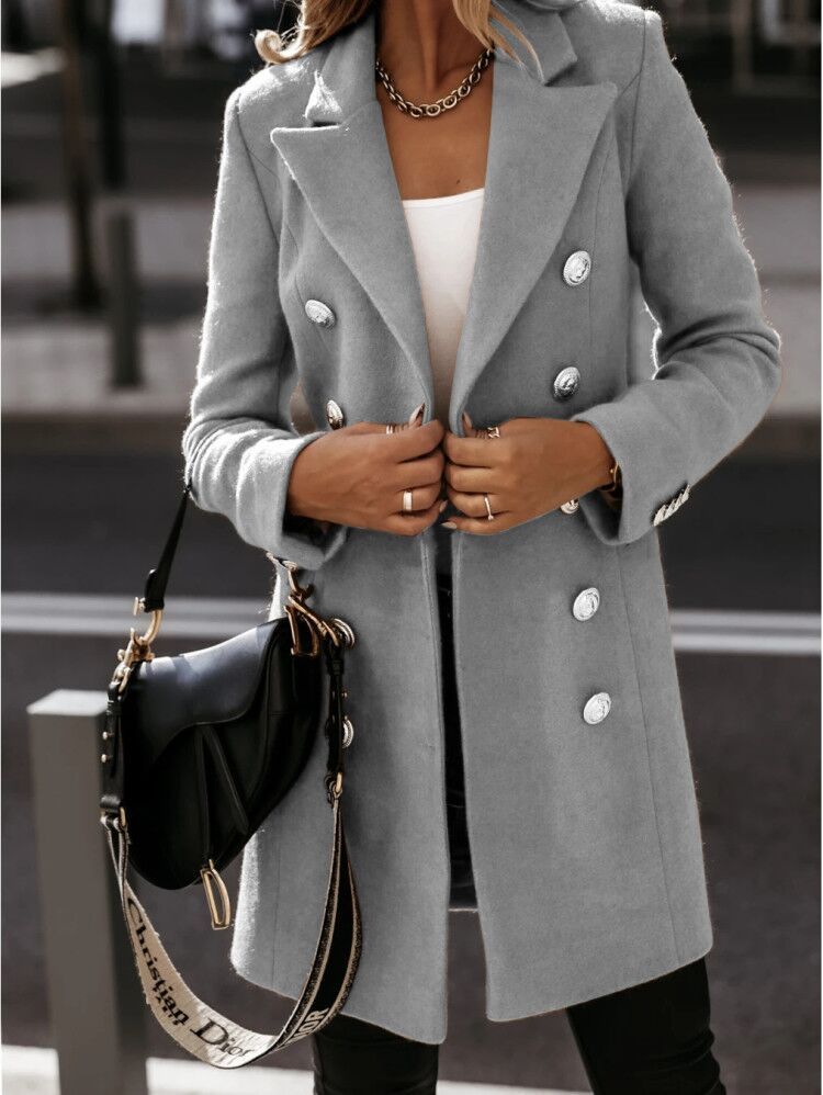 Long-sleeved Suit Collar Double-breasted Coat Coat Women