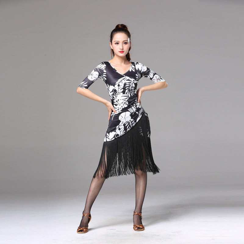 Ice Silk Fringed Dance Skirt Training Dance Performance Costume