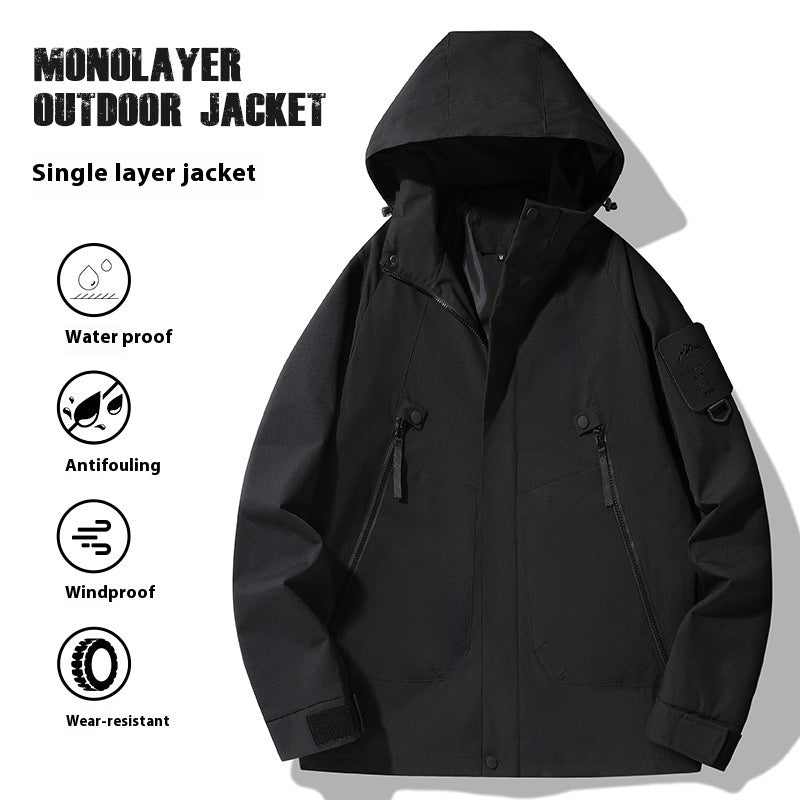 Single-layer Outdoor Shell Jacket Thin Windproof Waterproof Mountaineering Suit