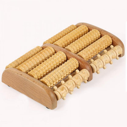 Dual Wooden Foot Massager Roller for Plantar Fasciitis Relief