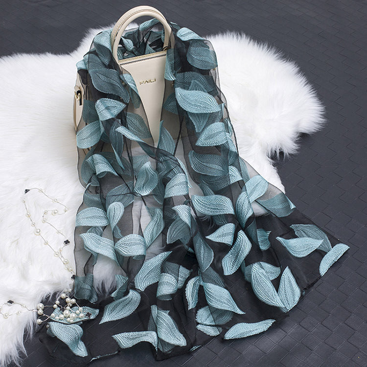 Cut flowers hollow silk scarf simulation silk scarf