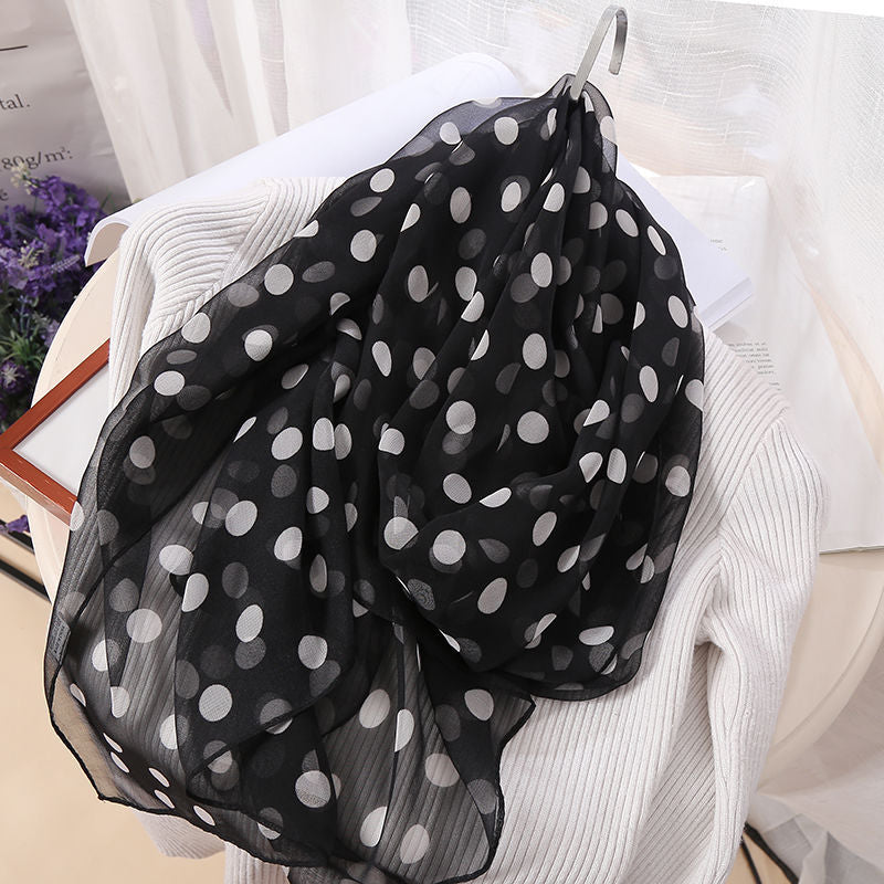 Fashion Women's Long Polka Dot Gauze Shawl