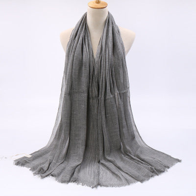 Monochrome cotton and linen female fur shaved scarf