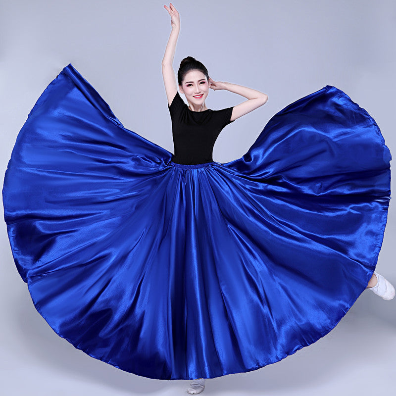 Simple Solid Color Performance Skirt With Large Swing