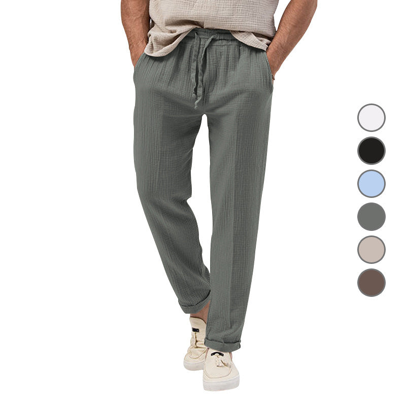 Summer Men's Breathable Solid Color Trousers Plus Size Loose Casual Pants