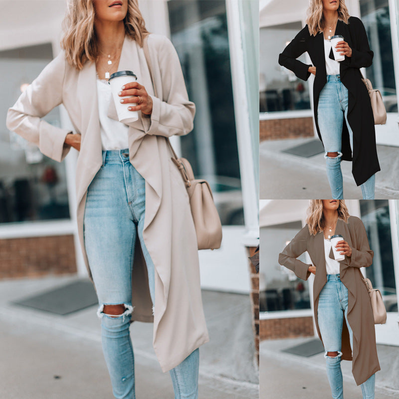 Women Fall Mid-length Trench Coat