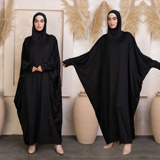 Middle East Women's Traditional Solid Color Long Sleeve Loose Robe Abaya