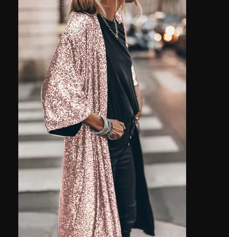 Women's Fashion Party Sequined Cardigan Coat