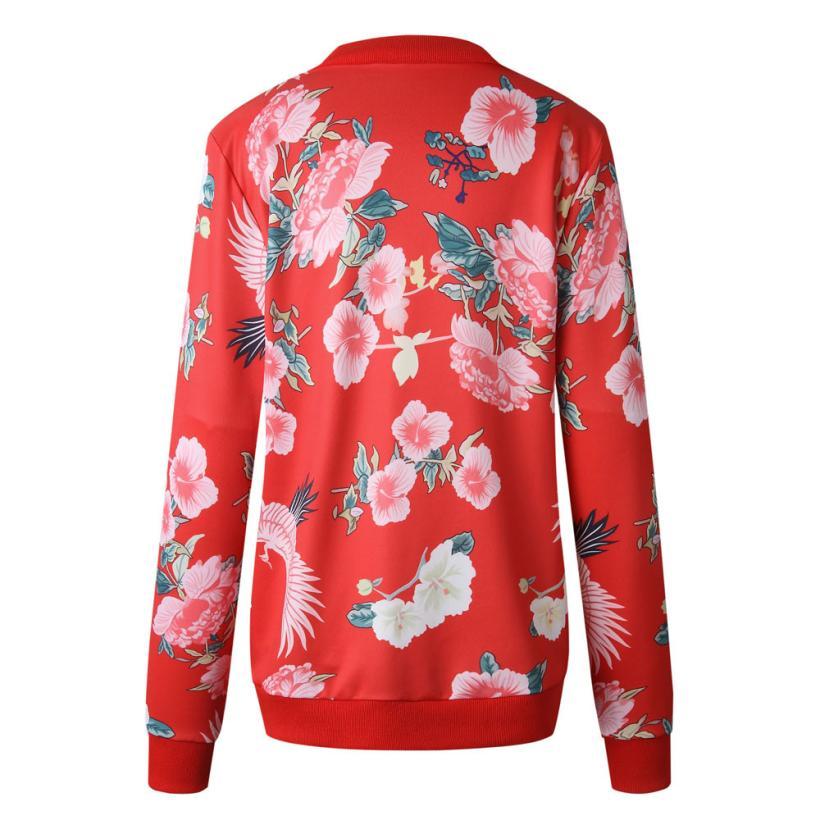 Fashion Printed Round Neck Zipper Long Sleeve Coat