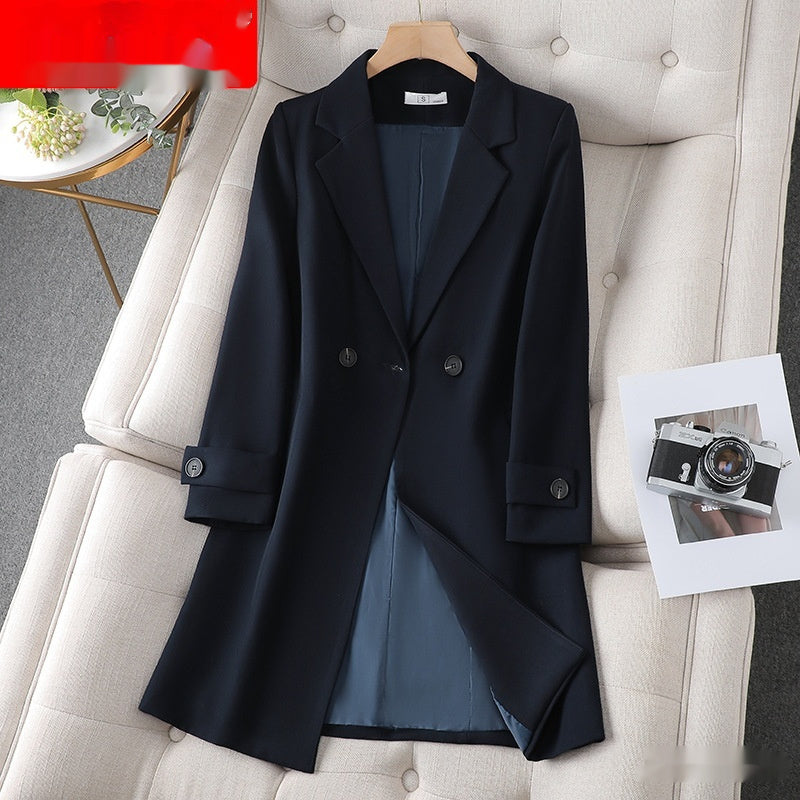 Korean Style Professional Mid-length Suit Collar Trench Coat