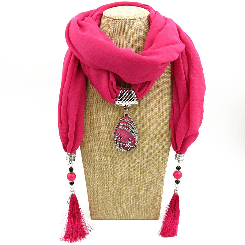 Ethnic Style Peacock Pendant Gem Tassel Scarf Shawl Autumn And Winter Women's Scarf