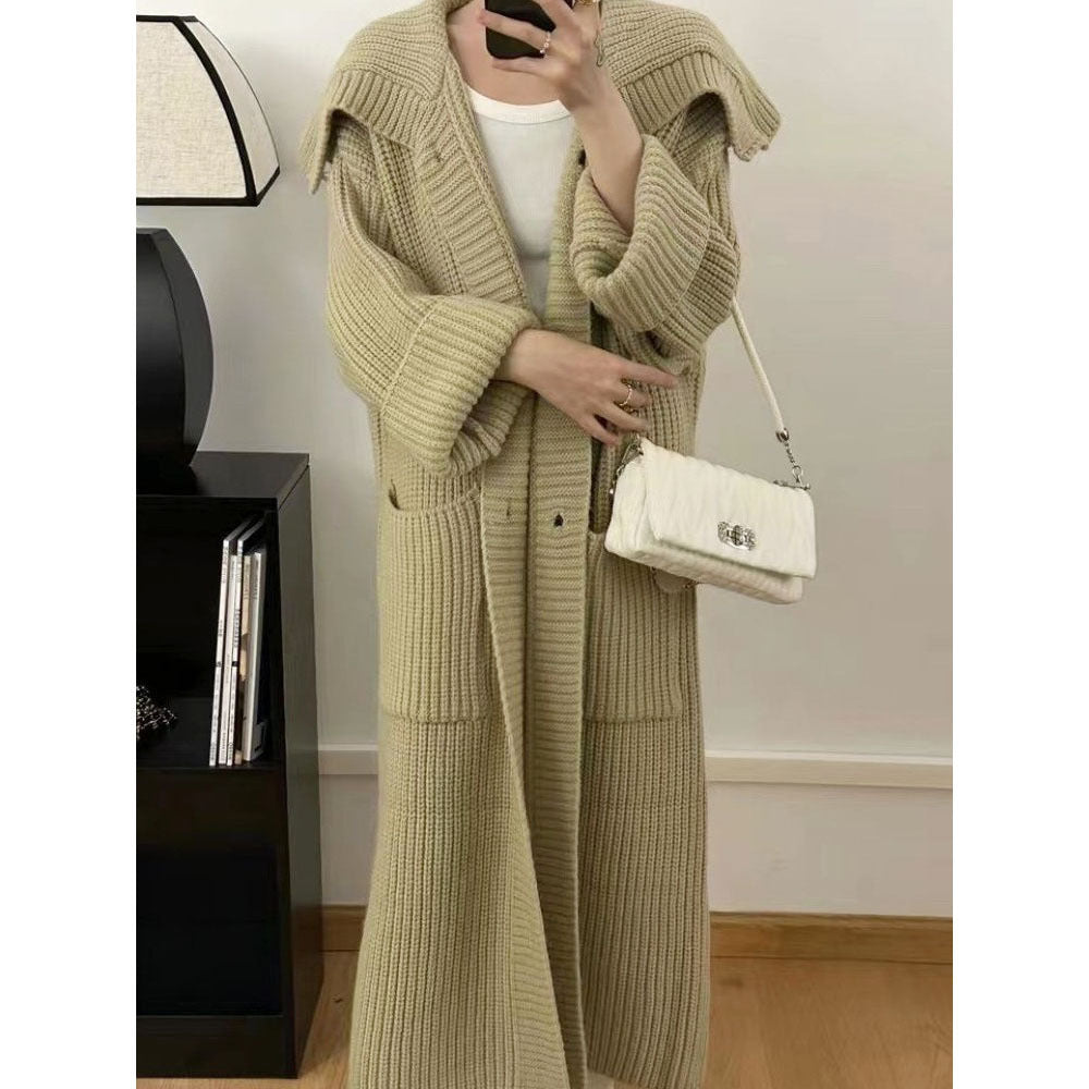 Women Autumn And Winter Loose Plus Size Lazy Long Thick New Foreign Trade Knitted Cardigan