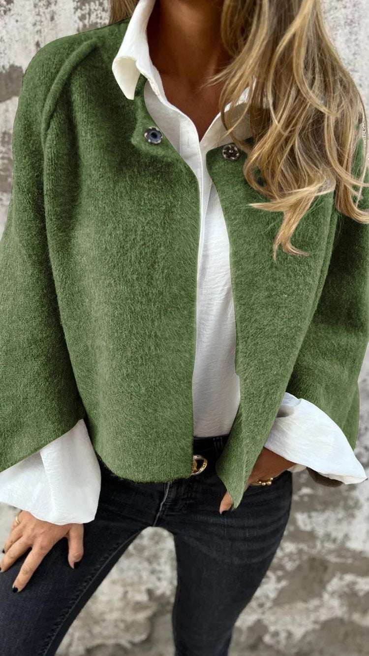 Women Batwing Sleeve Cardigan Autumn And Winter Loose Short Cashmere Long Sleeve Coat