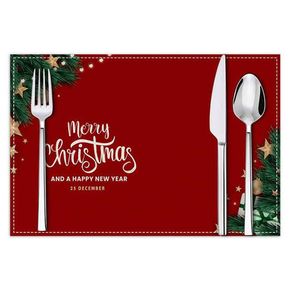 Christmas Linen Placemat Holiday Blessing Letters