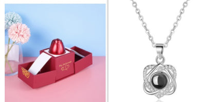 Metal Rose Jewelry Gift Box Necklace for Elegant Gifting
