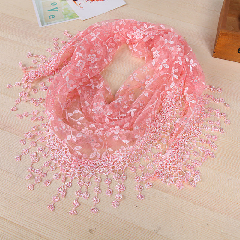 Women's New Creative Lace Fringed Silk Scarf