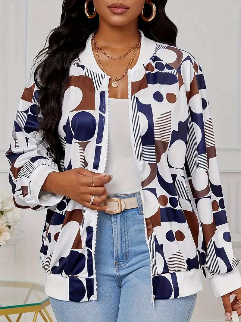 Zipper Jacket Small Thin Long-sleeved Top Colorful Printing