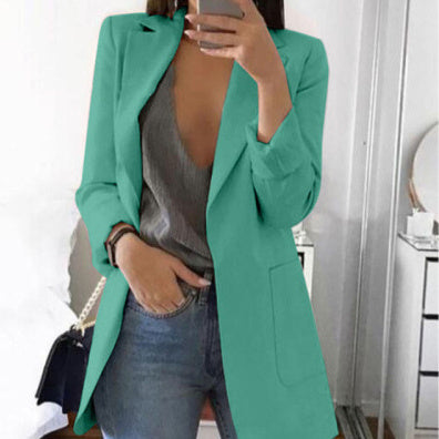 Women Lapel Slim Cardigan Blazer