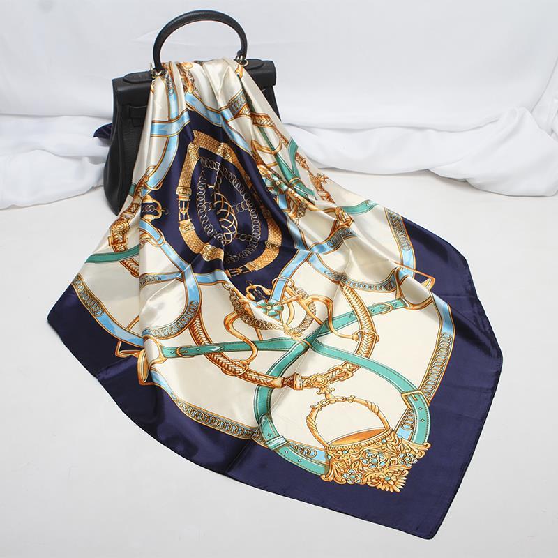 Emulation Silk Scarf Women's Classic Belt Printed Square Scarf