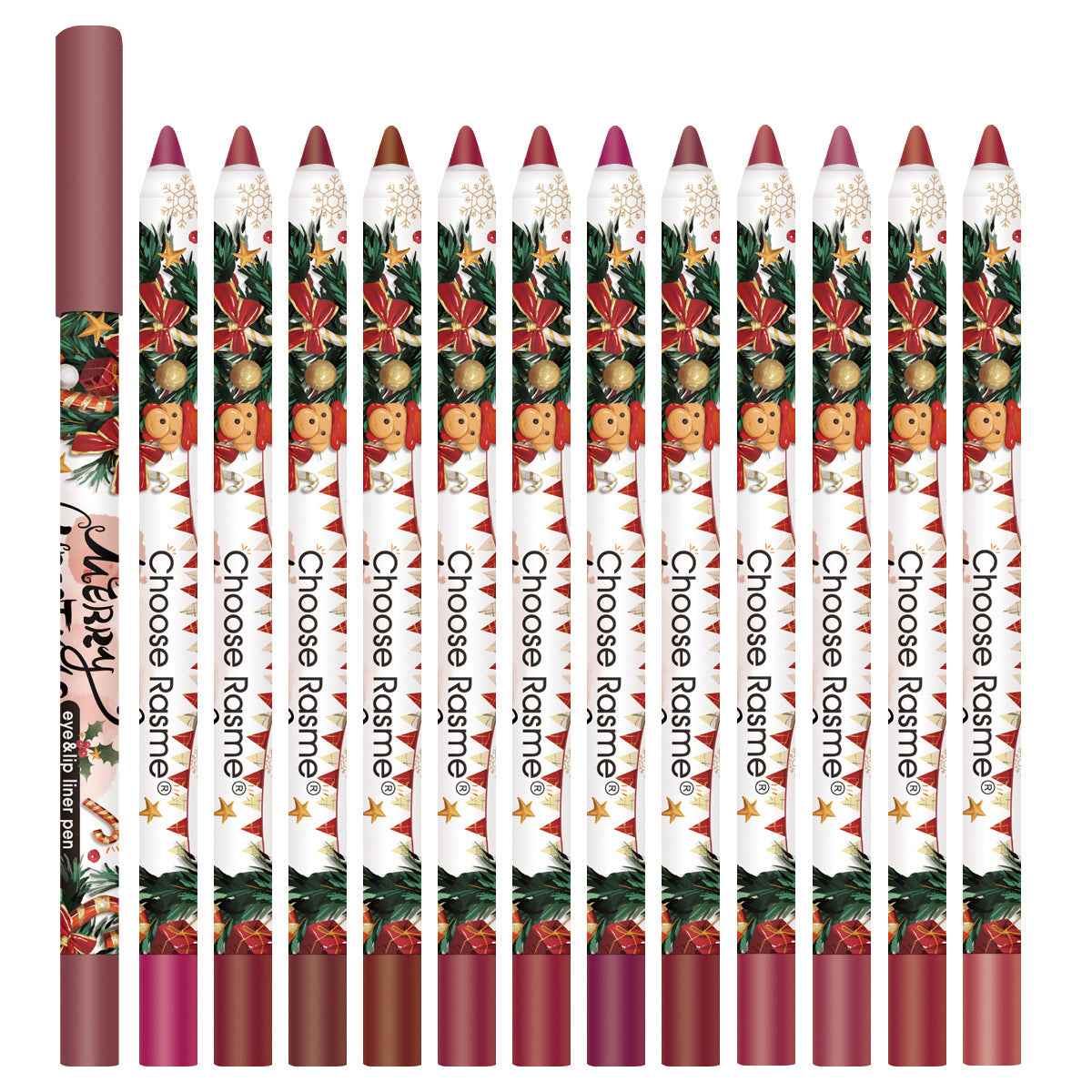 Christmas 12 Colors Mixed Lip Liner Set