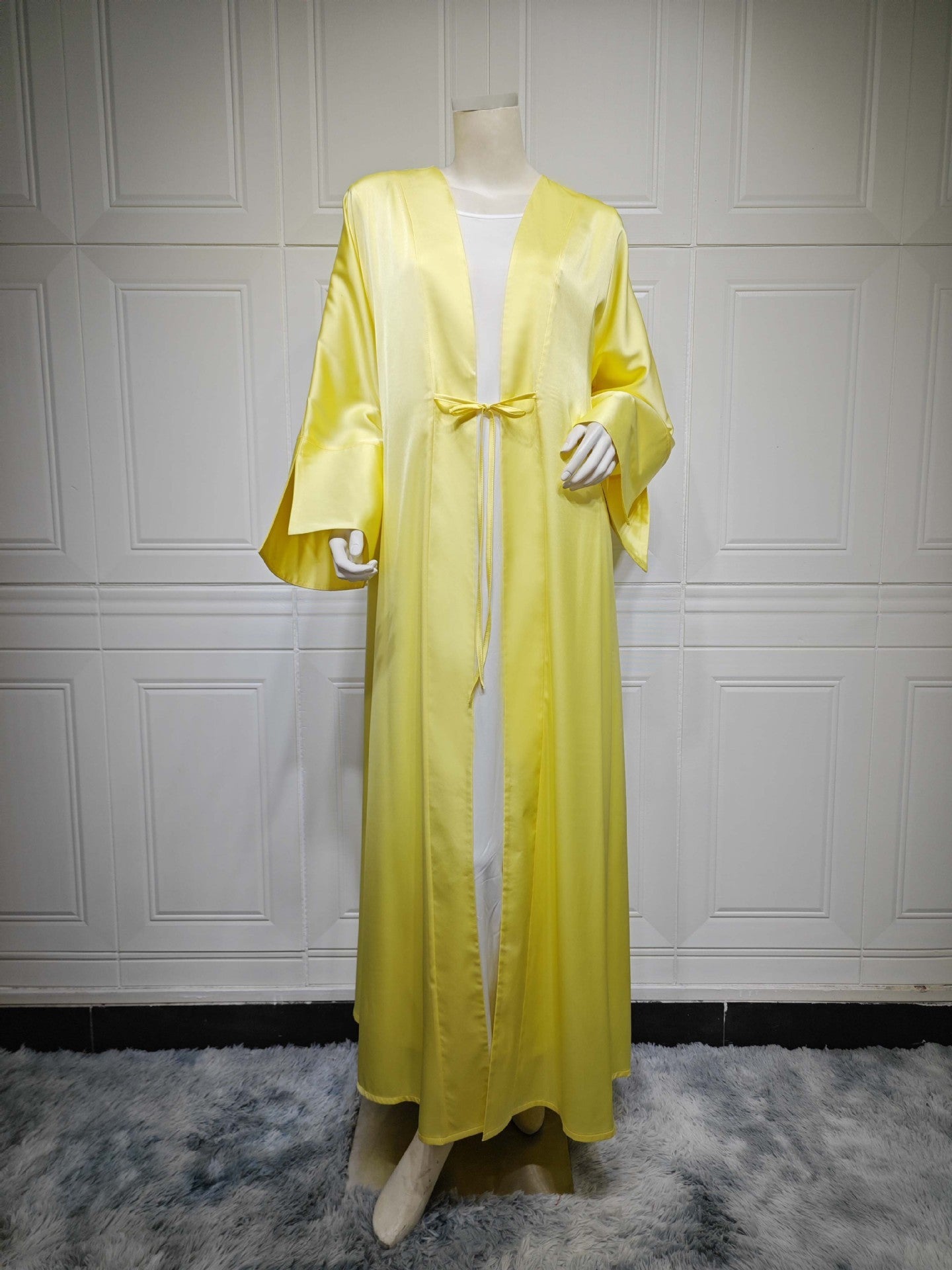 Middle East Muslim Robe Fashion Satin Soft Dress