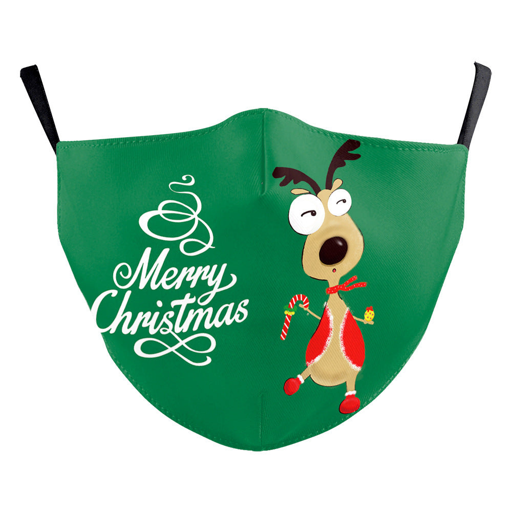 Christmas Green Digital Printing Windproof Double Layer Dustproof Mask