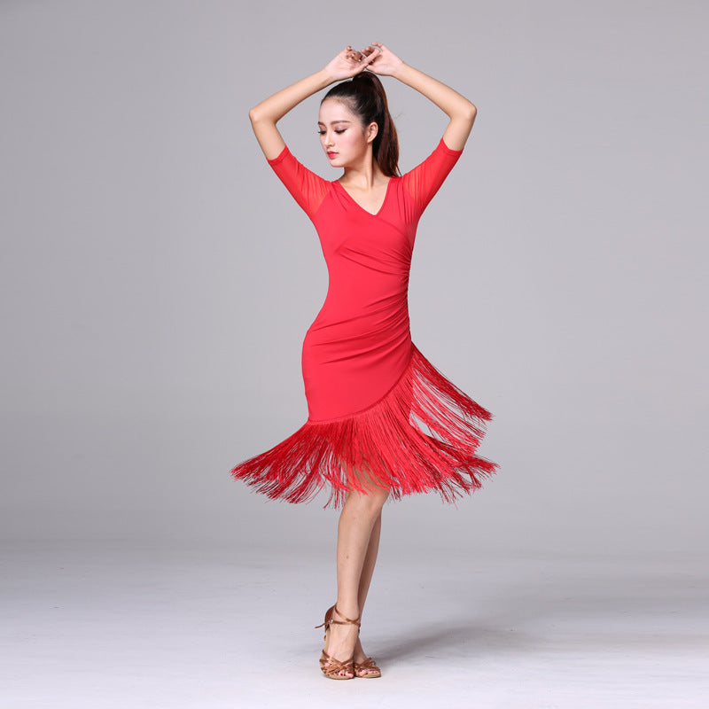 Ice Silk Fringed Dance Skirt Training Dance Performance Costume