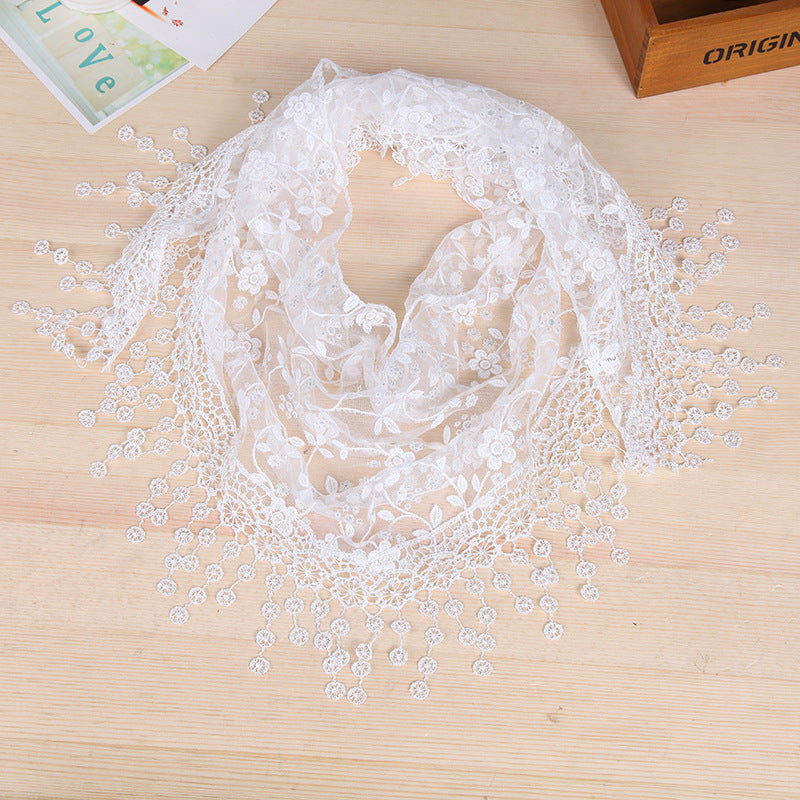 Women's New Creative Lace Fringed Silk Scarf