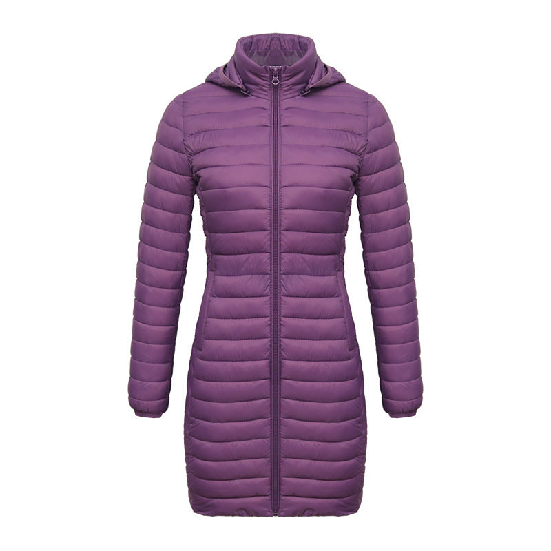 Women Lightweight Mid-length Slim-fit Cotton-padded Jacket