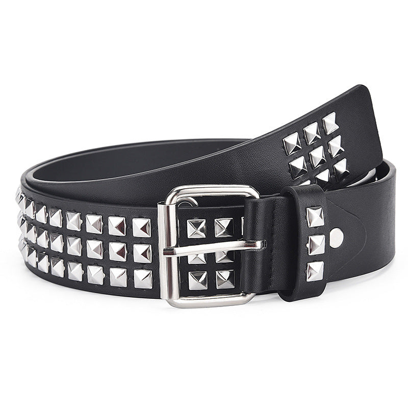 Men's And Women's Fashion Simple Square Bead Rivet Belt