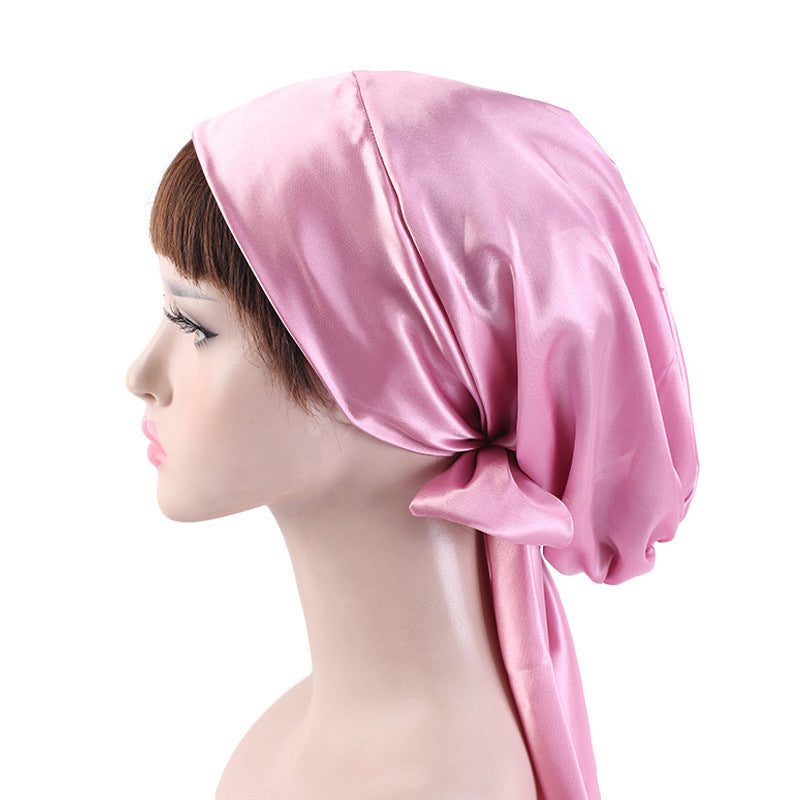 Satin Print Ribbon Bow Turban Hat