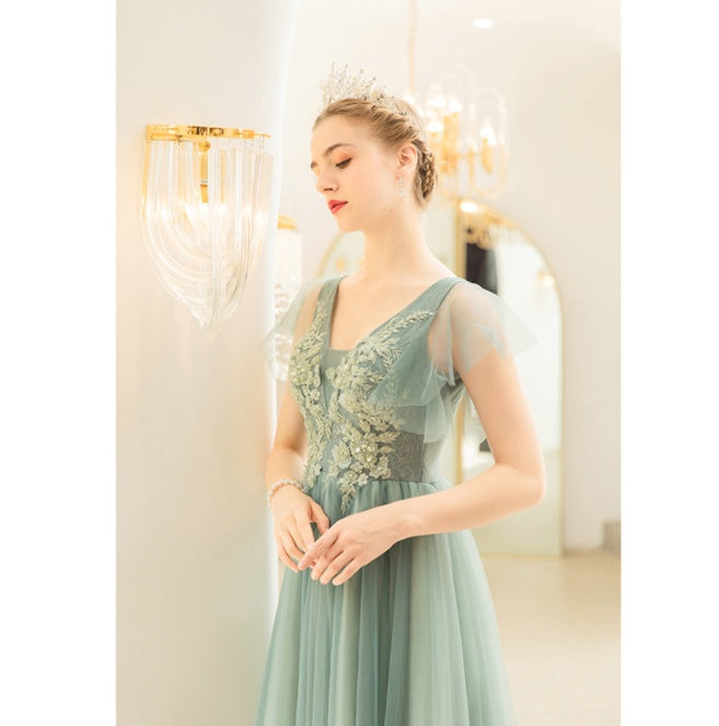 New Light Green Bridal Wedding Toast Dress