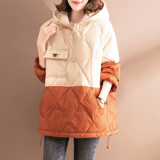 Women Light Thin Loose Warm Hooded Cotton Coat