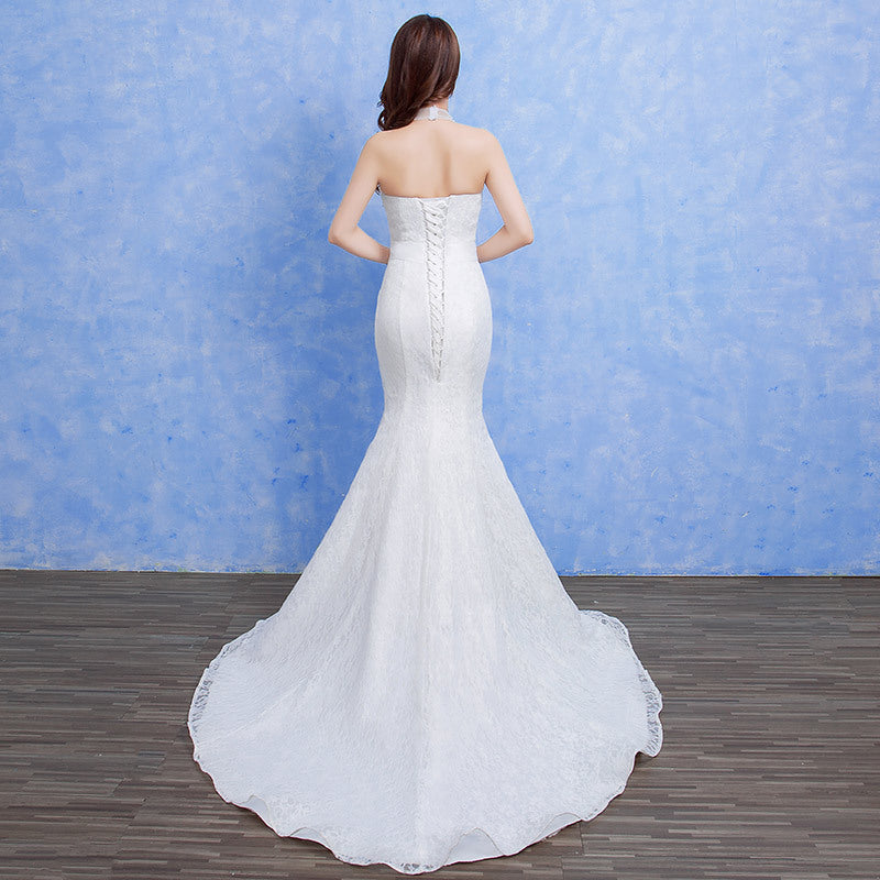 Wholesale new bride wedding fashion lace fishtail skirt Slim Skinny tail wedding dress D92