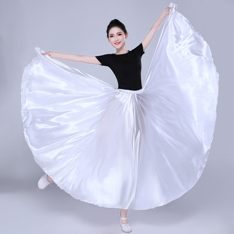 Simple Solid Color Performance Skirt With Large Swing