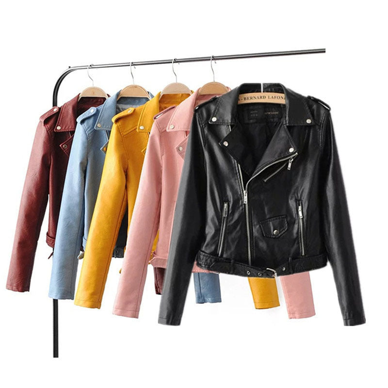 autumn and winter women's clothing coat Korean version of the Korean version of women's leather jacket fashion women's clothing wholesale