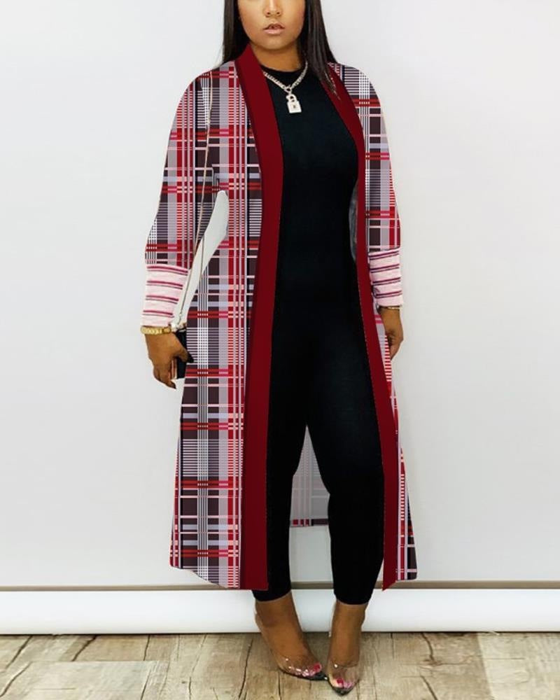 Woman Long Sleeve Splicing Coat