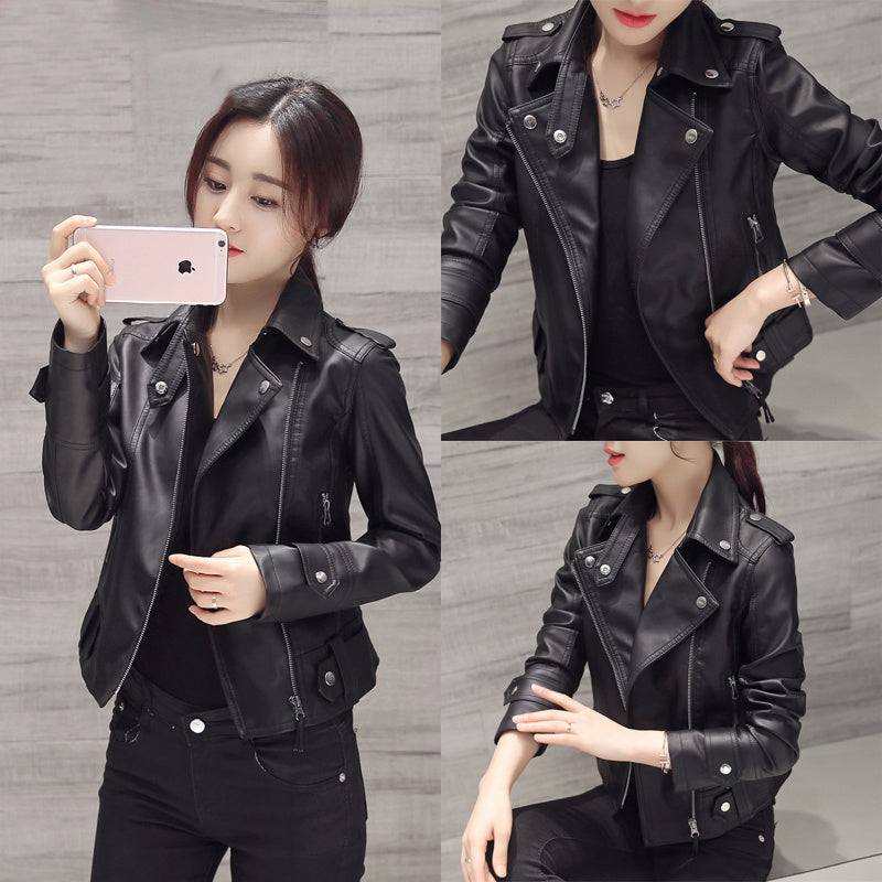 Wild leather women's short section Korean version of the pu Slim jacket jacket autumn and winter motorcycle clothing