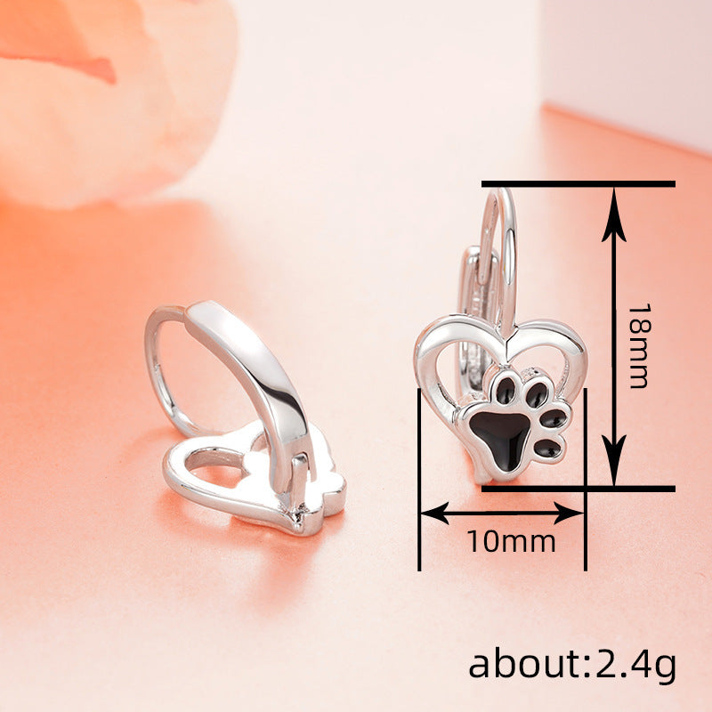 Love Cat's Paw Earrings Female Dripping Cute