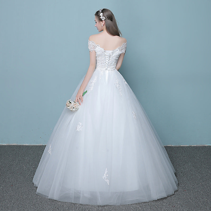 New style word wedding dress new Korean bride married slender tail neat factory direct sales